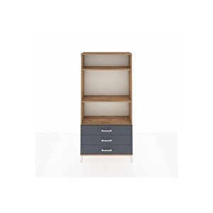 Arges Dolap 3 Raflı 3 Çekmeceli 88x30x182 Çam-antrasit