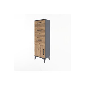 Arges Dolap 3 Çekmeceli Tek Kapaklı 44x30x134 Antrasit-çam