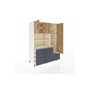 Kronos Dolap 9 Raflı 6 Çekmeceli 3 Kapaklı 132x59x195 Aytaşı-çam/antrasit