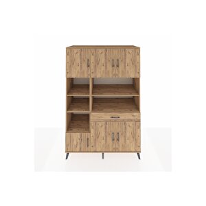 Kronos Dolap 10 Raflı Tek Çekmeceli 6 Kapaklı 132x59x195 Çam-çam/çam