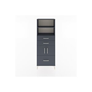 Arges Dolap 3 Raflı 3 Çekmeceli 2 Kapaklı 60x30x163 Antrasit-antrasit