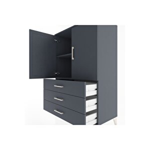 Hyperion Dolap 2 Raflı 3 Çekmeceli 2 Kapaklı 88x44x134 Antrasit-antrasit