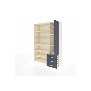 Hyperion Gardrop 9 Raflı 3 Çekmeceli Tek Kapaklı  132x44x195 Aytaşı-antrasit