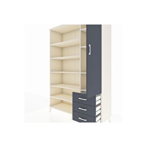 Hyperion Gardrop 9 Raflı 3 Çekmeceli Tek Kapaklı  132x44x195 Aytaşı-antrasit