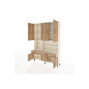 Arges Gardrop 8 Raflı 2 Çekmeceli 6 Kapaklı 132x30x195 Aytaşı-çam