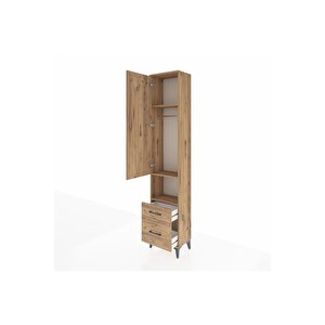 Arges Dolap 3 Raflı 2 Çekmeceli Tek Askılı 44x30x221 Çam-çam