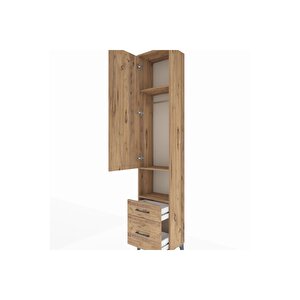 Arges Dolap 3 Raflı 2 Çekmeceli Tek Askılı 44x30x221 Çam-çam