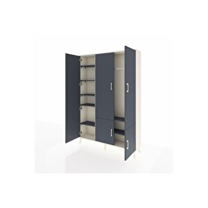 Arges Gardrop 7 Raflı 5 Kapaklı Tek Askılı 132x30x195 Aytaşı-antrasit