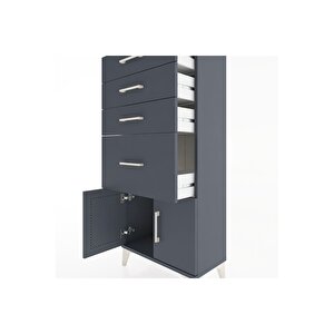Hyperion Dolap 4 Çekmeceli 2 Kapaklı 60x44x134 Antrasit-antrasit
