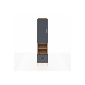 Hyperion Dolap 3 Raflı Tek Çekmeceli Tek Askılı 44x44x195 Çam-antrasit