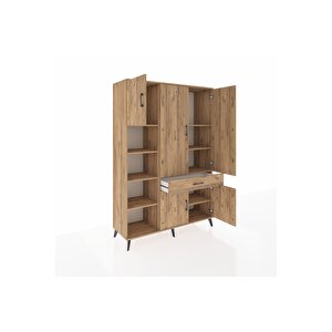 Hyperion Gardrop 8 Raflı Tek Çekmeceli 5 Kapaklı 132x44x195 Çam-çam