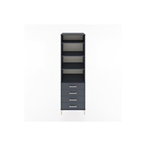 Hyperion Dolap 4 Raflı 4 Çekmeceli 60x44x195 Antrasit-antrasit