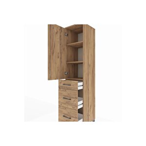 Hyperion Dolap 3 Raflı 3 Çekmeceli Tek Kapaklı 44x44x195 Çam-çam