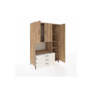 Kronos Dolap 7 Raflı 3 Çekmeceli 3 Kapaklı 132x59x195 Çam-çam/aytaşı