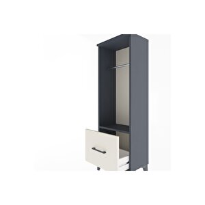 Arges Dolap Tek Raflı Tek Çekmeceli Tek Askılı 44x30x134 Antrasit-aytaşı