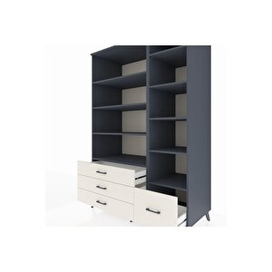 Kronos Dolap 9 Raflı 4 Çekmeceli  132x59x195 Antrasit-antrasit/aytaşı