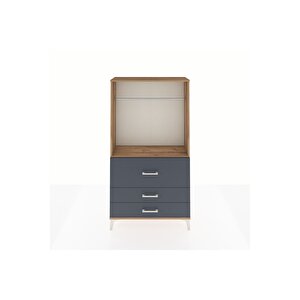 Arges Dolap Tek Raflı 3 Çekmeceli Tek Askılı 88x30x163 Çam-antrasit