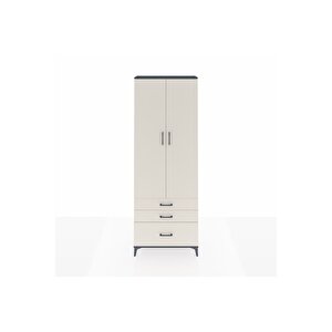 Arges Dolap Tek Raflı 3 Çekmeceli Tek Askılı 88x30x243 Antrasit-aytaşı