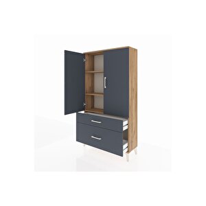 Arges Dolap 3 Raflı 2 Çekmeceli 2 Kapaklı 88x30x163 Çam-antrasit