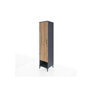 Hyperion Dolap 4 Raflı Tek Kapaklı 44x44x195 Antrasit-çam