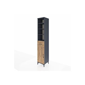 Hyperion Dolap 5 Raflı Tek Çekmeceli Tek Kapaklı 44x44x243 Antrasit-çam
