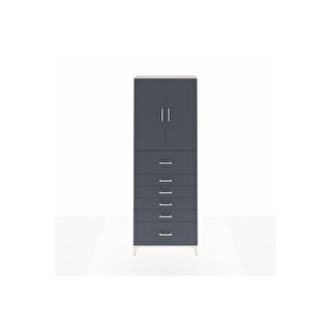 Arges Dolap 3 Raflı 6 Çekmeceli 2 Kapaklı 88x30x243 Aytaşı-antrasit