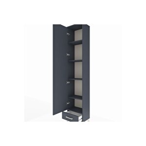Arges Dolap 5 Raflı Tek Çekmeceli Tek Kapaklı 44x30x221 Antrasit-antrasit