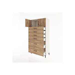 Hyperion Dolap Tek Raflı 6 Çekmeceli 2 Kapaklı 88x44x182 Aytaşı-çam