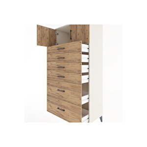 Hyperion Dolap Tek Raflı 6 Çekmeceli 2 Kapaklı 88x44x182 Aytaşı-çam