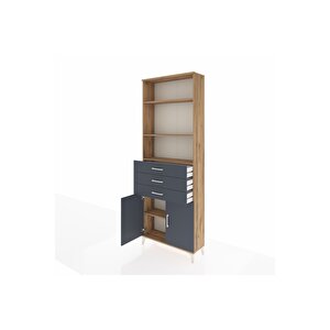 Arges Dolap 4 Raflı 3 Çekmeceli 2 Kapaklı 88x30x243 Çam-antrasit