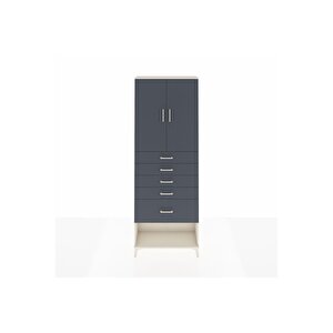 Arges Dolap 2 Raflı 5 Çekmeceli 2 Kapaklı 88x30x243 Aytaşı-antrasit