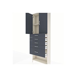 Arges Dolap 2 Raflı 5 Çekmeceli 2 Kapaklı 88x30x243 Aytaşı-antrasit