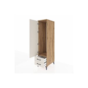 Kronos Dolap Tek Raflı 2 Çekmeceli Tek Askılı 44x59x182 Çam-aytaşı