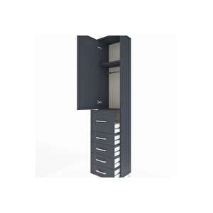 Arges Dolap 2 Raflı 5 Çekmeceli Tek Askılı 44x30x221 Antrasit-antrasit