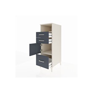 Kronos Dolap 2 Raflı 3 Çekmeceli Tek Kapaklı 44x59x134 Aytaşı-antrasit