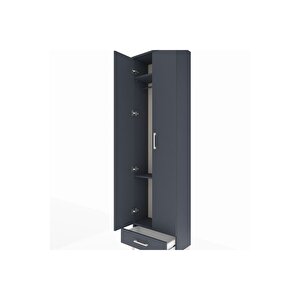 Arges Dolap 3 Raflı Tek Çekmeceli Tek Askılı 60x30x221 Antrasit-antrasit