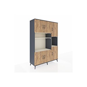 Hyperion Dolap 9 Raflı 6 Kapaklı 132x44x195 Antrasit-çam/aytaşı