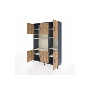Hyperion Dolap 9 Raflı 6 Kapaklı 132x44x195 Antrasit-çam/aytaşı
