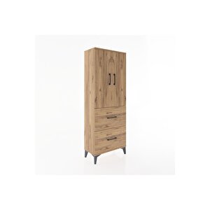 Arges Dolap 3 Raflı 2 Çekmeceli 2 Kapaklı 60x30x163 Çam-çam