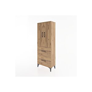 Arges Dolap 3 Raflı 2 Çekmeceli 2 Kapaklı 60x30x163 Çam-çam