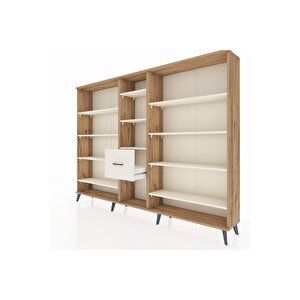 Arges Dolap 11 Raflı 3 Çekmeceli  220x30x163 Çam-aytaşı