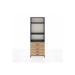 Arges Dolap 3 Raflı 4 Çekmeceli 88x30x243 Antrasit-çam