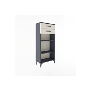 Arges Dolap 2 Raflı 2 Çekmeceli 60x30x134 Antrasit-aytaşı