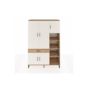 Hyperion Dolap 10 Raflı Tek Çekmeceli 5 Kapaklı 132x44x195 Çam-aytaşı/çam