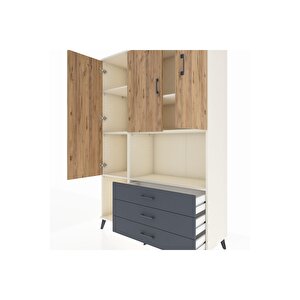 Hyperion Dolap 6 Raflı 3 Çekmeceli 3 Kapaklı 132x44x195 Aytaşı-çam/antrasit