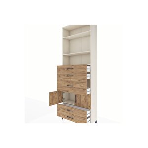 Arges Dolap 4 Raflı 5 Çekmeceli 2 Kapaklı 88x30x243 Aytaşı-çam