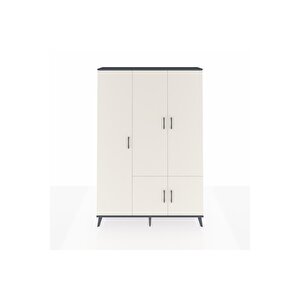 Arges Dolap 7 Raflı 5 Kapaklı Tek Askılı 132x30x195 Antrasit-aytaşı/antrasit