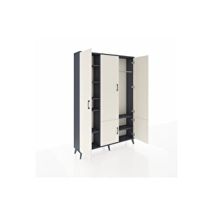 Arges Dolap 7 Raflı 5 Kapaklı Tek Askılı 132x30x195 Antrasit-aytaşı/antrasit