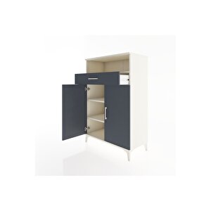 Hyperion Dolap 3 Raflı Tek Çekmeceli 2 Kapaklı 88x44x134 Aytaşı-antrasit