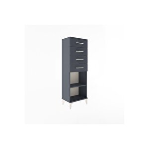 Arges Dolap Tek Raflı 4 Çekmeceli 44x30x134 Antrasit-antrasit